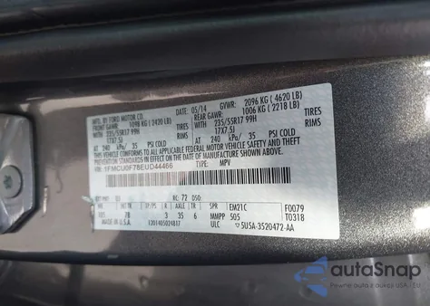 2014 Ford Escape S z USA, uszkodzony, nr VIN 1FMCU0F78EUD44466